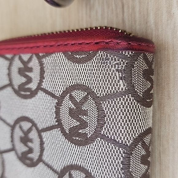 Michael Kors Brown Red Signature Canvas Wallet - Picture 7 of 13